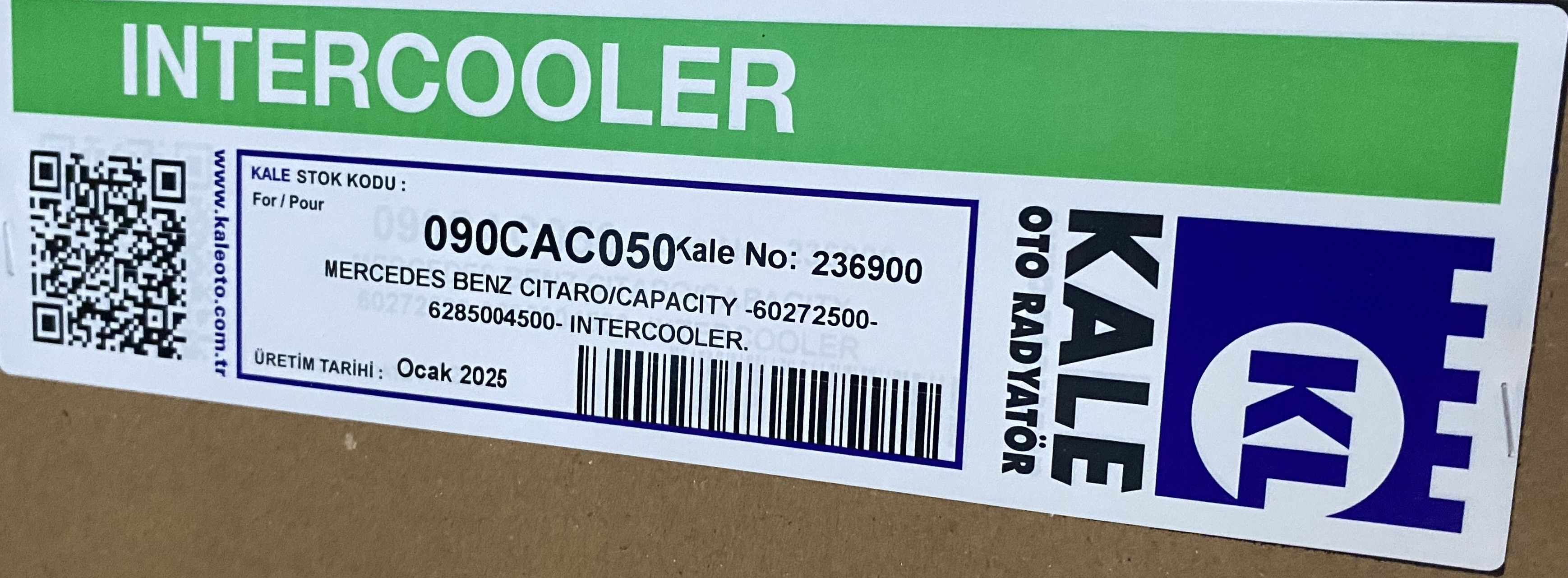 MERCEDES CONNETTO CITARO CAPACITY İNTERCOOLER HAVA RADYATÖRÜ